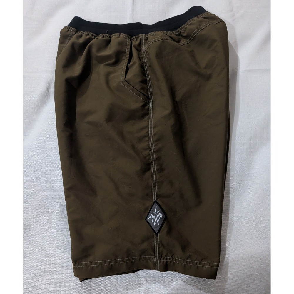 Prana Breathe Mens XL Shorts Olive Brown Elastic Waist Hiking Outdoor Trail